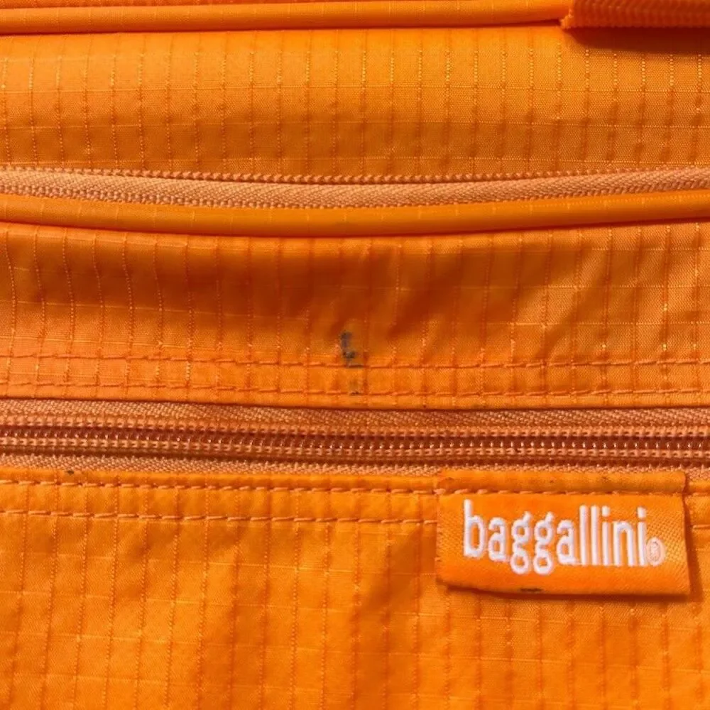 Baggallini Orange Ripstop Hanging Toiletry Bag Travel Makeup Organizer Case Hook